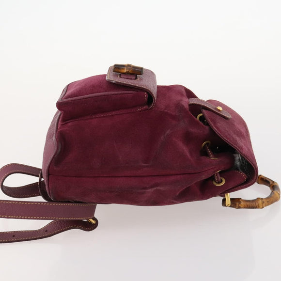 GUCCI Bamboo Backpack Suede Purple Gold 003 1705 0030 Auth BA10642