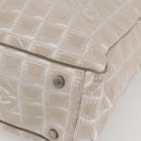 CHANEL New Travel Line Tote Bag Nylon Beige Silver CC Auth BA10644-10
