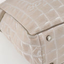 CHANEL New Travel Line Tote Bag Nylon Beige Silver CC Auth BA10644-11