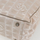 CHANEL New Travel Line Tote Bag Nylon Beige Silver CC Auth BA10644-12