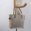 CHANEL New Travel Line Tote Bag Nylon Beige Silver CC Auth BA10644-25