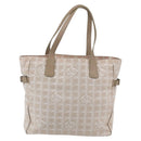 CHANEL New Travel Line Tote Bag Nylon Beige Silver CC Auth BA10644-3
