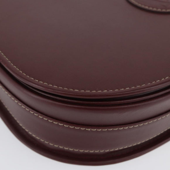 CARTIER Must Line Umhängetasche Leder Bordeaux Gold Auth BA10646