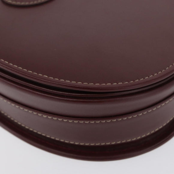 CARTIER Must Line Umhängetasche Leder Bordeaux Gold Auth BA10646
