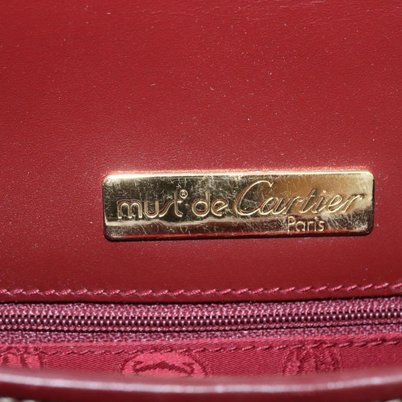 CARTIER Must Line Umhängetasche Leder Bordeaux Gold Auth BA10646