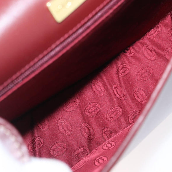 CARTIER Must Line Umhängetasche Leder Bordeaux Gold Auth BA10646