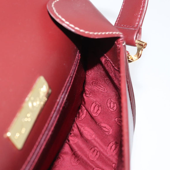 CARTIER Must Line Umhängetasche Leder Bordeaux Gold Auth BA10646