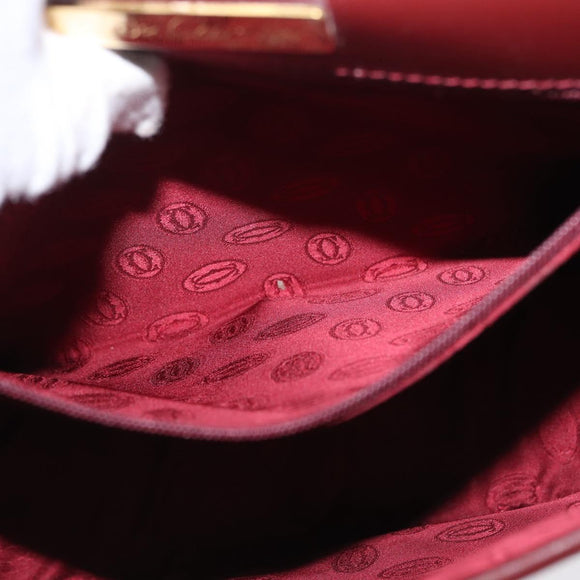 CARTIER Must Line Umhängetasche Leder Bordeaux Gold Auth BA10646