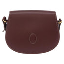CARTIER Must Line Umhängetasche Leder Bordeaux Gold Auth BA10646-13