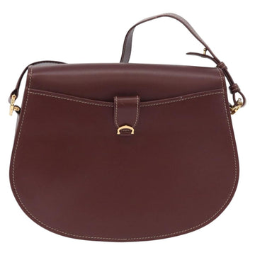 CARTIER Must Line Shoulder Bag Leather Bordeaux Gold Auth BA10646 - 0