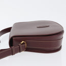 CARTIER Must Line Umhängetasche Leder Bordeaux Gold Auth BA10646-4