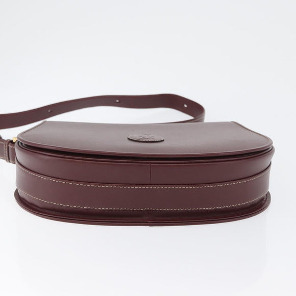 CARTIER Must Line Umhängetasche Leder Bordeaux Gold Auth BA10646