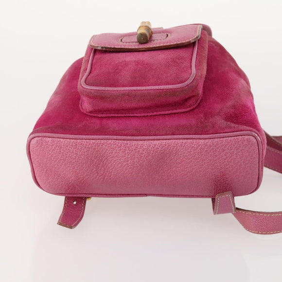 GUCCI Bamboo Backpack Suede Pink Gold 003 58 0030 Auth BA10647