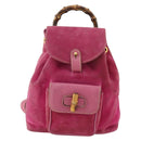 GUCCI Bamboo Backpack Suede Pink Gold 003 58 0030 Auth BA10647-2
