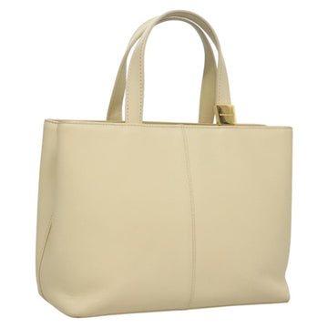 BURBERRY Hand Bag Leather Beige Gold Auth BA1065