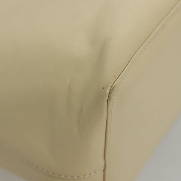 BURBERRY Hand Bag Leather Beige Gold Auth BA1065