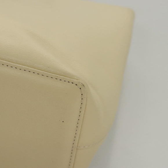 BURBERRY Hand Bag Leather Beige Gold Auth BA1065