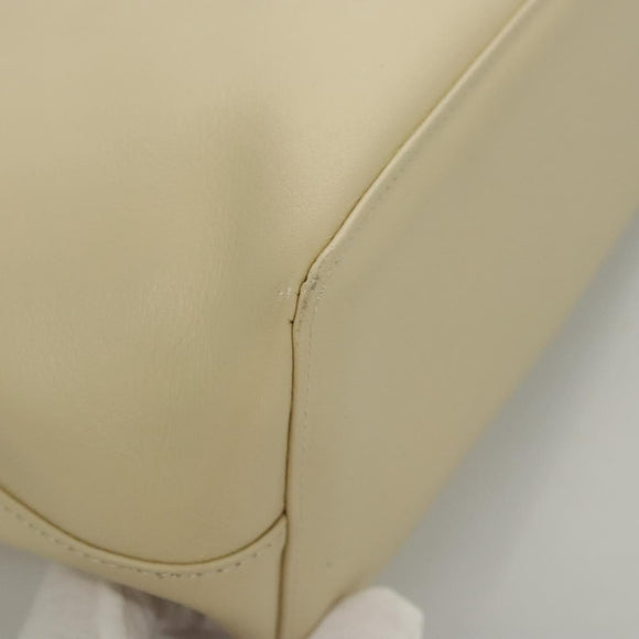 BURBERRY Hand Bag Leather Beige Gold Auth BA1065