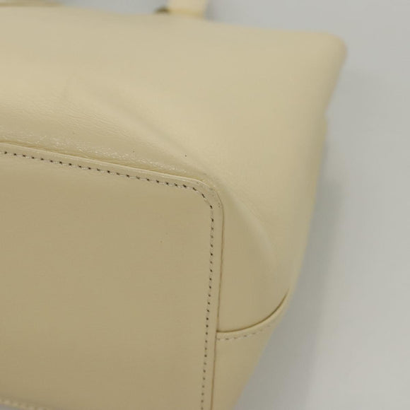 BURBERRY Hand Bag Leather Beige Gold Auth BA1065