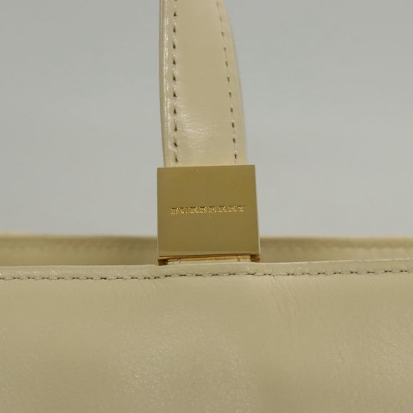 BURBERRY Hand Bag Leather Beige Gold Auth BA1065