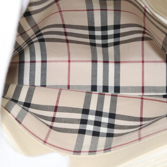 BURBERRY Hand Bag Leather Beige Gold Auth BA1065