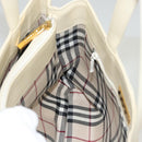 BURBERRY Hand Bag Leather Beige Gold Auth BA1065-18