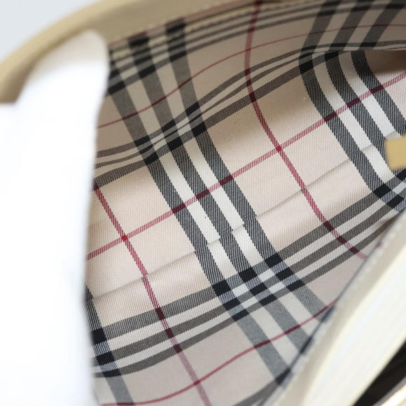 BURBERRY Hand Bag Leather Beige Gold Auth BA1065