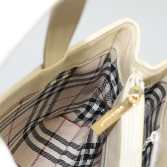 BURBERRY Hand Bag Leather Beige Gold Auth BA1065