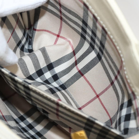 BURBERRY Hand Bag Leather Beige Gold Auth BA1065