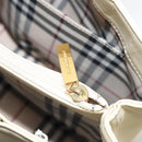 BURBERRY Hand Bag Leather Beige Gold Auth BA1065-23