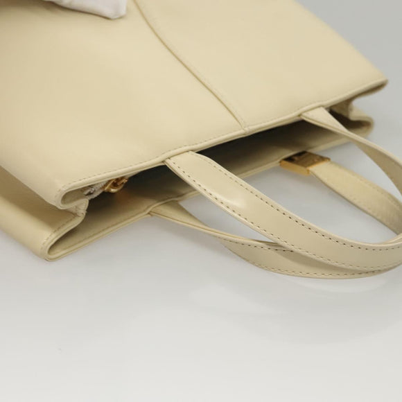 BURBERRY Hand Bag Leather Beige Gold Auth BA1065