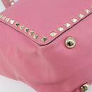 VALENTINO Studs Tote Bag Leer 2way Roze Goud Auth BA10650-16