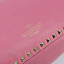 VALENTINO Studs Tote Bag Leather 2way Pink Gold Auth BA10650-18