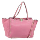 VALENTINO Studs Tote Bag Leer 2way Roze Goud Auth BA10650-1