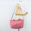 VALENTINO Studs Tote Bag Leer 2way Roze Goud Auth BA10650-25