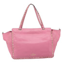 VALENTINO Studs Tote Bag Leather 2way Pink Gold Auth BA10650-2
