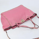 VALENTINO Studs Tote Bag Leer 2way Roze Goud Auth BA10650-6