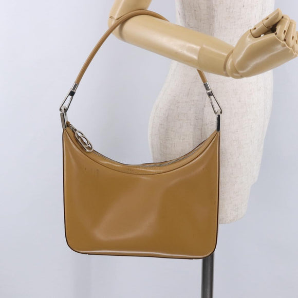 GUCCI Shoulder Bag Leather Brown Silver 001 3812 Auth BA10652