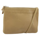 CELINE Trio Shoulder Bag Leather Beige Gold Auth BA10653-1