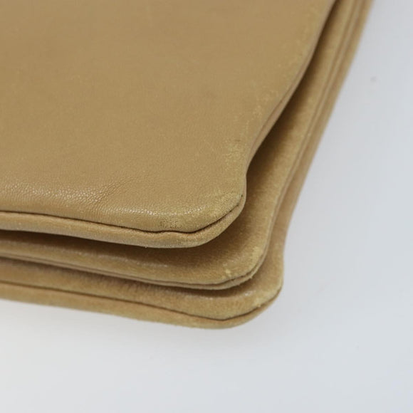 CELINE Trio Shoulder Bag Leather Beige Gold Auth BA10653