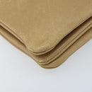 CELINE Trio Shoulder Bag Leather Beige Gold Auth BA10653-16