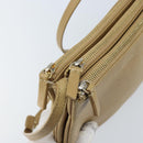 CELINE Trio Shoulder Bag Leather Beige Gold Auth BA10653-10