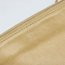 CELINE Trio Shoulder Bag Leather Beige Gold Auth BA10653-17