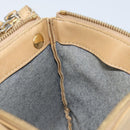 CELINE Trio Shoulder Bag Leather Beige Gold Auth BA10653-20
