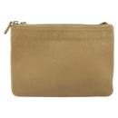 CELINE Trio Shoulder Bag Leather Beige Gold Auth BA10653-13