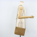 CELINE Trio Shoulder Bag Leather Beige Gold Auth BA10653-23