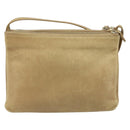 CELINE Trio Shoulder Bag Leather Beige Gold Auth BA10653-2