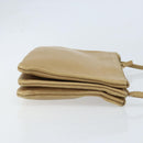 CELINE Trio Shoulder Bag Leather Beige Gold Auth BA10653-3