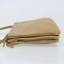 CELINE Trio Shoulder Bag Leather Beige Gold Auth BA10653-4