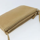 CELINE Trio Shoulder Bag Leather Beige Gold Auth BA10653-6